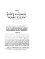 The Meaning of Person in the Context of Human Embryonic Cloning Evolving Challenges for the Rule of Law in the International Order