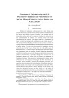 Conspiracy Theories and the U.S. President's Exercise of Free Speech on Social Media: Constitutional Issues and Challenges