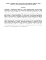 Reflection in Leadership in African Home Economics: Changing Dynamics & Practical Wisdom