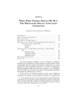 When First Strikes Should Be Out: The Premature Special Litigation Committee