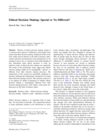 Ethical Decision Making: Special or No Different?
