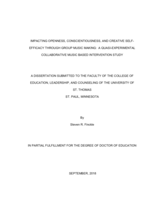 Impacting openness, conscientiousness, and creative self-efficacy through group music making: A Quasi-experimental collaborative music based intervention study