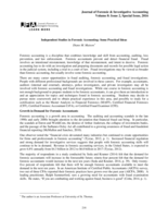 Independent Studies in Forensic Accounting: Some Practical Ideas