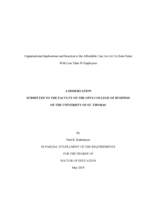 Organizational Implications and Reaction to the Affordable Care Act (ACA) from Firms With Less Than 50 Employees