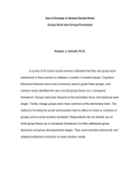 Use of Groups in School Social Work: Group Work and Group Processes