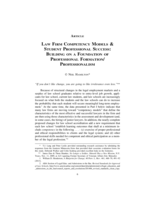 Law Firm Competency Models and Student Professional Success: Building on a Foundation of Professional Formation/Professionalism