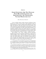 Good Intentions Are Not Enough: Four Recommendations for Implementing the Trafficking Victims Protection Act