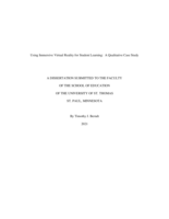 Using Immersive Virtual Reality for Student Learning:  A Qualitative Case Study