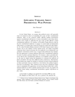 Appearing Unbiased About Presidential War Powers