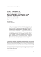 Hoping for the Best or Preparing for the Worst? Regulatory Focus and Preferences for Optimism and Pessimism in Predicting Personal Outcomes