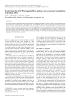 If Only I Had the Time! The Impact of Time Salience on Consumers’ Evaluations of Product Offers