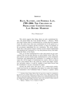 Race, Slavery, and Federal Law, 1789-1804: The Creation of Proslavery Constitutional Law Before Marbury