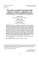 How Does an Initial Expectation Bias Influence Auditors' Application and Performance of Analytical Procedures?