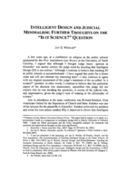 Intelligent Design and Judicial Minimalism: Further Thoughts on the "Is It Science?" Question