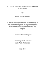 A Critical Edition of Amy Levy's 'Sokratics in the Strand'