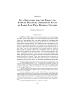 Self-Deception and the Pursuit of Ethical Practice: Challenges Faced by Large Law Firm General Counsel
