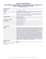 Using UNPRME to Teach, Research, and Enact Business Ethics: Insights from the Catholic Identity Matrix for Business Schools