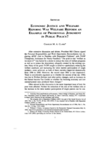 Economic Justice and Welfare Reform: Was Welfare Reform an Example of Prudential Judgment in the Public Policy?