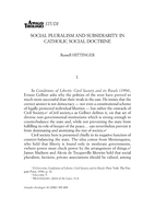 Social Pluralism and Subsidiarity in Catholic Social Doctrine
