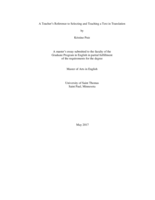 A Teacher's Reference to Selecting and Teaching a Text in Translation