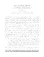 Integrating Work and Leisure: The Complementary Relationship between John Paul II’s Laborem Exercens and Dies Domini