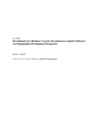 Development of a Business Case for Investment in Analytic Software: An Organization Development Perspective