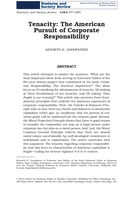 Tenacity: The American Pursuit of Corporate Responsibility