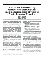 A Family Affair – Teaching Families Versus Individuals: Insights Gained from 24 Years of Family Business Education