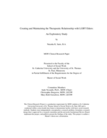 Creating and Maintaining the Therapeutic Relationship with LGBT Elders: An Exploratory Study