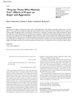 "Pray for Those Who Mistreat You": Effects of Prayer on Anger and Aggression