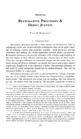 Restorative Processes & Doing Justice