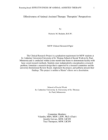 Effectiveness of Animal-Assisted Therapy: Therapists’ Perspectives