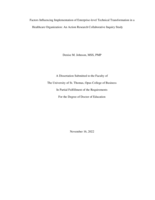 Factors Influencing Implementation of Enterprise-level Technical Transformation in a Healthcare Organization: An Action Research Collaborative Inquiry Study