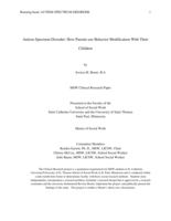 Autism Spectrum Disorder: How Parents use Behavior Modification With Their Children
