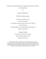 Critique of the Group Home Model in Addressing Homelessness for People with a Mental Illness