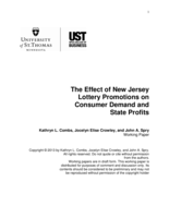 The Effect of New Jersey  Lottery Promotions on  Consumer Demand and  State Profits