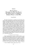The Catholic Teaching on War and Peace: Its Application to American Foreign Policy after 9/11