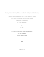Teaching Practices of University Professors in Saudi Arabia: The Impact on Students’ Learning