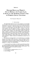 Edward Douglass White's Use of Roman and Canon Law: A Study in the Supreme Court's Use of Foreign Legal Citations