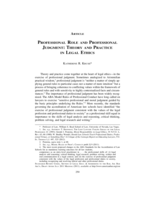 Professional Role and Professional Judgment: Theory and Practice in Legal Ethics