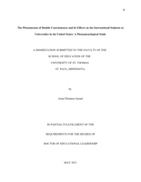 The Phenomenon of Double Consciousness and its Effects on the International Students at Universities in the United States: A Phenomenological Study