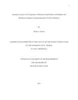 Qualitative Analysis of the Experience of Minnesota Somali Parents with Students with  Disabilities in Distance Learning During the COVID-19 Pandemic