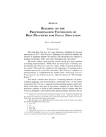 Building on the Professionalism Foundation of Best Practices for Legal Education