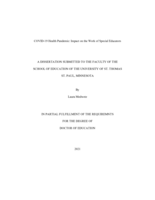 COVID-19 Health Pandemic: Impact on the Work of Special Educators