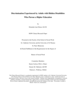 Discrimination Experienced by Adults with Hidden Disabilities Who Pursue a Higher Education