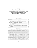 New Guiding Principles: Macroprudential Solutions to Risk Management Oversight and Systemic Risk Concerns