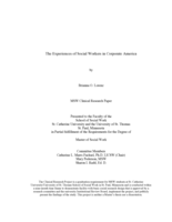 The Experiences of Social Workers in Corporate America