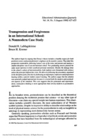 Transgression and Forgiveness in an International School:  A Nonmodern Case Study