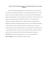 Effects of Increased Reporting Frequency on Nonprofessional Investors’ Earnings Predictions