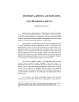 Decriminalization and Expanding Safe Harbor to Adults